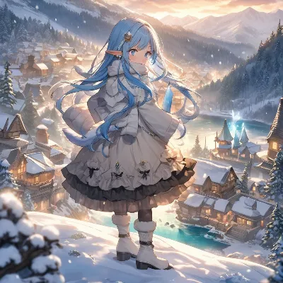 夕方の村