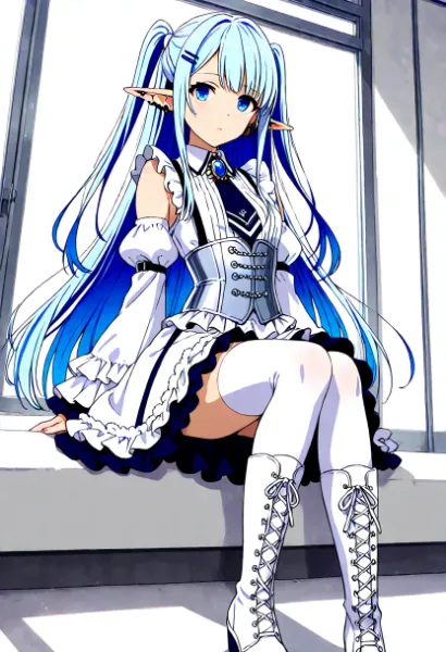 白靴の縁が、窓枠の静律にすこしほどけるころ