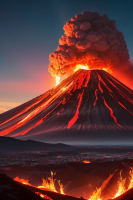 red blazing volcano