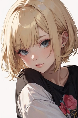 金髪ボブ子　Tシャツ