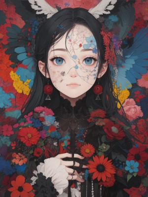 flower art girl