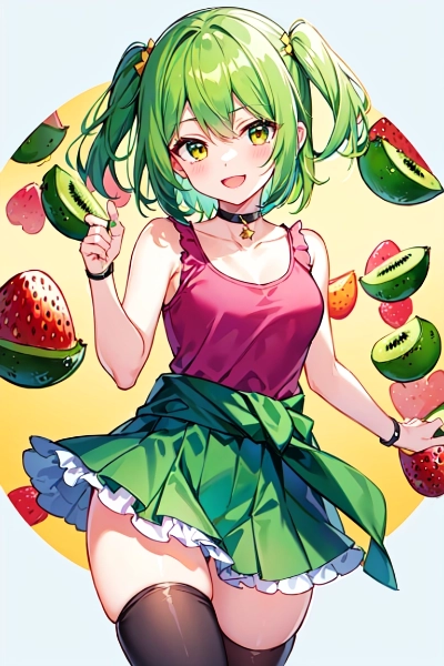 キウイとセミロングな女の子！！（16枚）