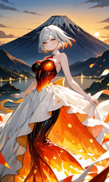 火の山としろくまをモチーフにした女神