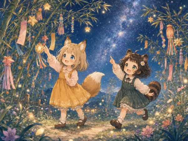 【コン子とポン子】 七夕