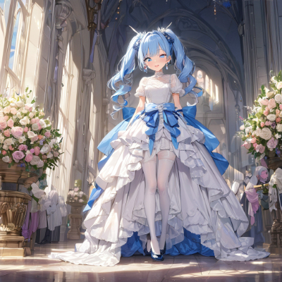 かわいいドレス姿の青髪さん