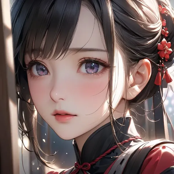 紅花の紫眸少女