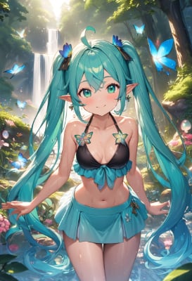 エルフの娘と青い蝶々