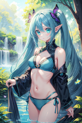 水遊びを楽しむエルフの姫