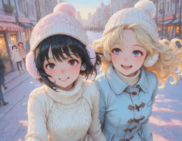 黒髪＆ブロンド・冬の日