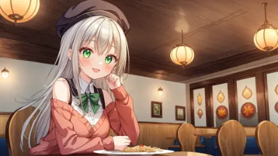 カフェの片隅で輝く緑の瞳