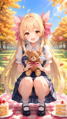 紅葉のピクニックとくまさん
