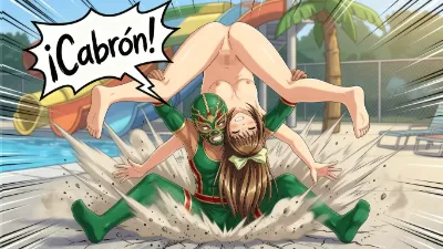 柴門たまきにキン肉バスター（裸ver)