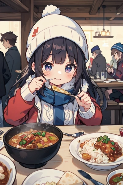 スキー場でもいっぱい食べる子