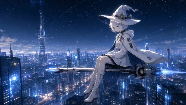好きな街に静かに見守る白色魔女