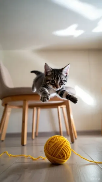毛糸玉と子猫