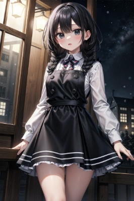 夜景と美少女