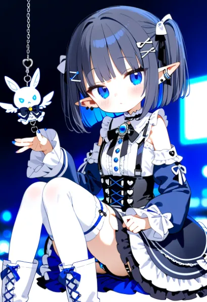 青い夜のエルフと魔法のウサギ