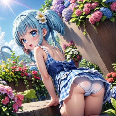 青髪な娘のパンツ