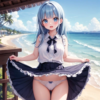 青髪な娘のパンツ
