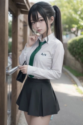 ドアを開けようとしている女子高生