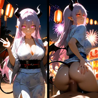 浴衣のサキュバスと夏祭り～ビフォーアフター～