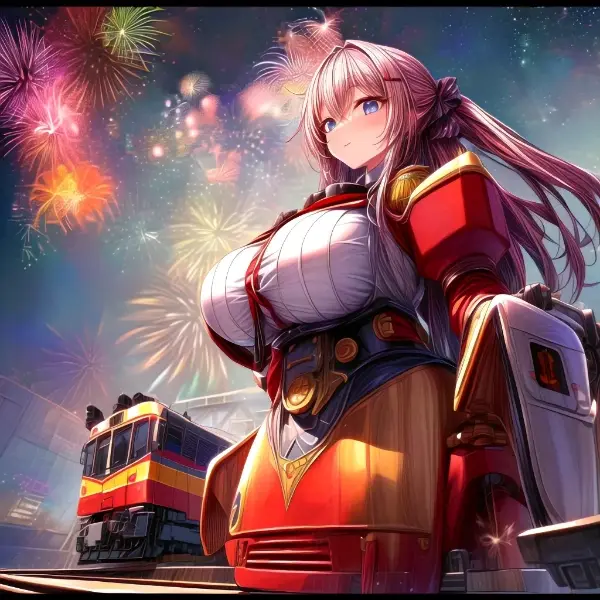 Goddess Train during the night to watch the fireworks