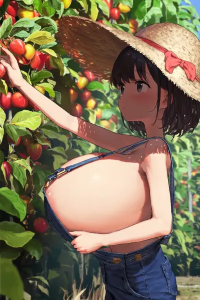 果樹園の夏の収穫日和