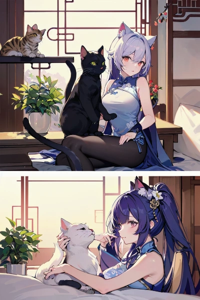 原神　リネットと猫