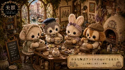 ぬいぐるみたちの陶芸工房