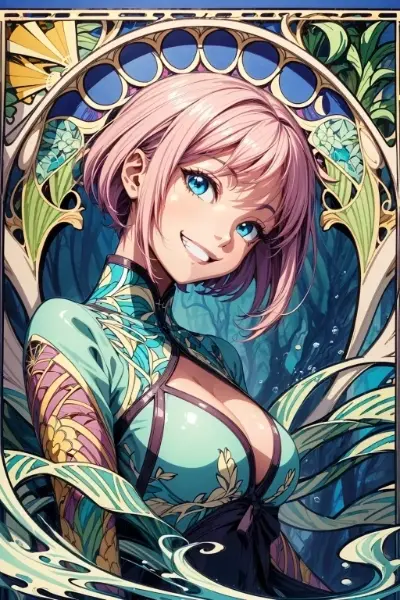 水とアールヌーボー　「水」AIアート企画投稿