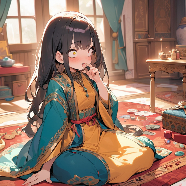 針仕事するドジっ子