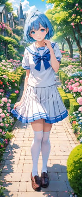 早朝の庭