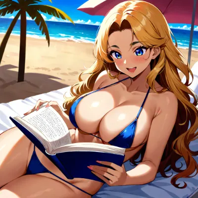 ビーチで読書