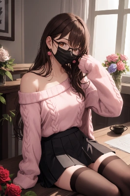 眼鏡マスク女子
