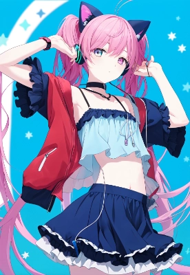 ネコ耳ツインテヘッドホンオッドアイ少女