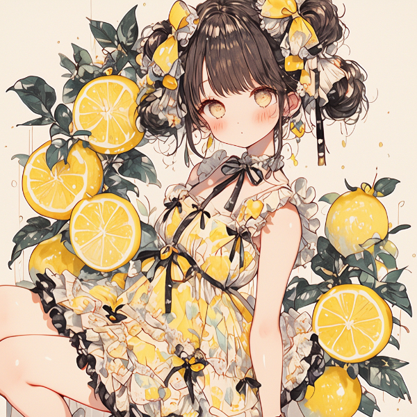 レモンに囲まれた女の子