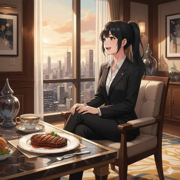 夕陽の街で味わう成功の余韻