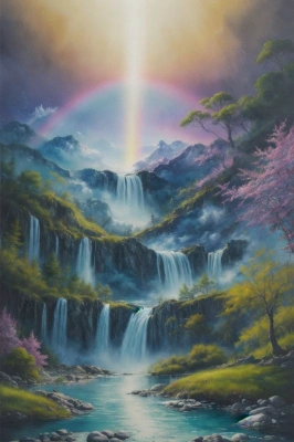 神話：滝をのぞむ