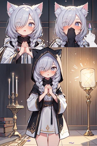 恥ずかしがりのメカクレ系猫耳魔法使い