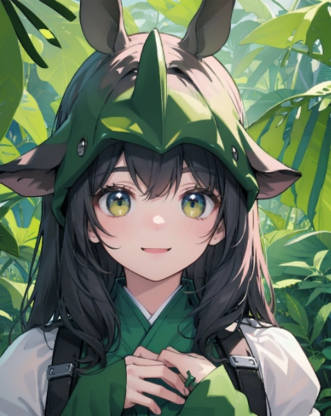 アフリカの奥地でサイの扮装をする女の子