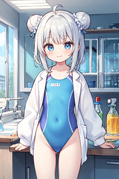 競泳水着+白衣