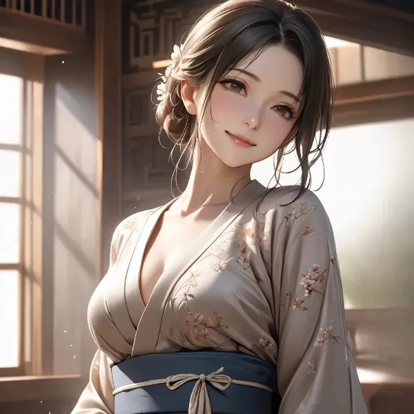 朝陽に照らされた優雅な美女