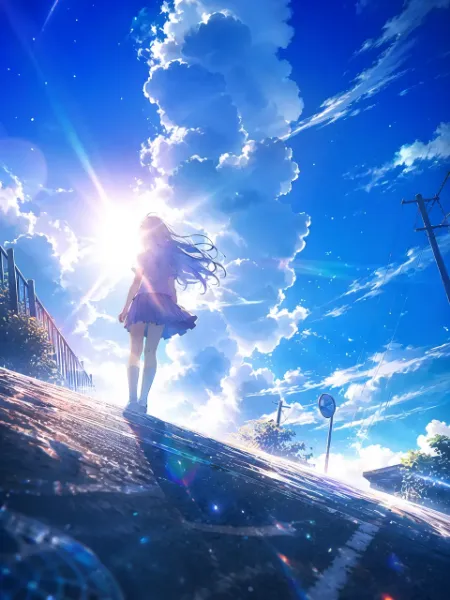 空へ続く坂道の少女