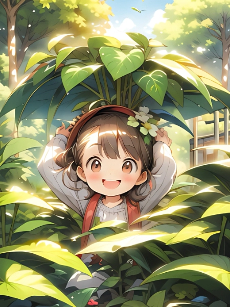 ほわぁ〜すごいおっきいはっぱだねー！