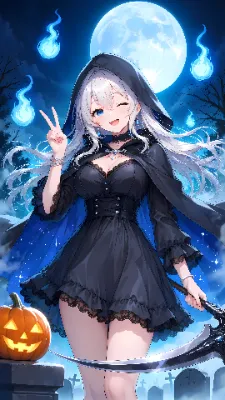 お迎えに来ました（おもちゃの鎌で）