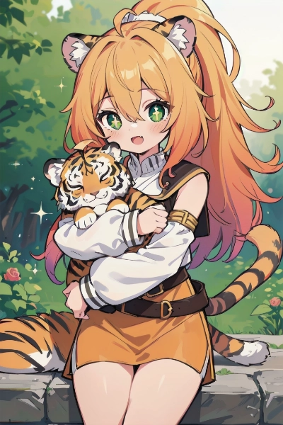 虎の子と虎耳少女