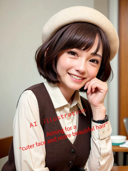 ボブヘアにベレー帽の美少女