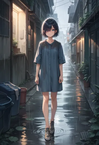 雨と路地裏の少女