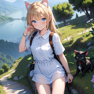 猫とハイキング