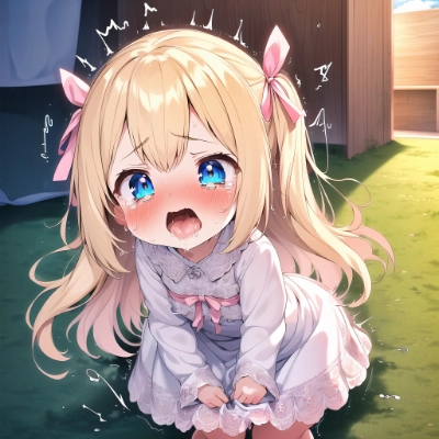 金髪少女が震える絵